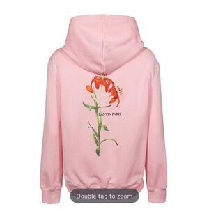 LANVIN Rabbit Embroidered Printed Flower Hoodie sweatshirt Pink NWOT $990 Sz S